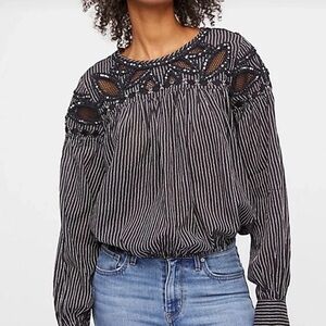 Free People Eyelet Cropped Blouse